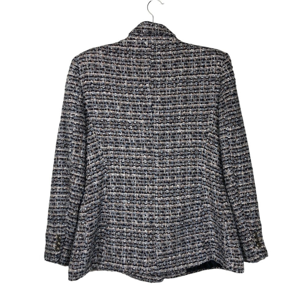 Zara Womens Textured Multicolor Tweed Double Breasted Blazer Size L Career - Picture 4 of 16